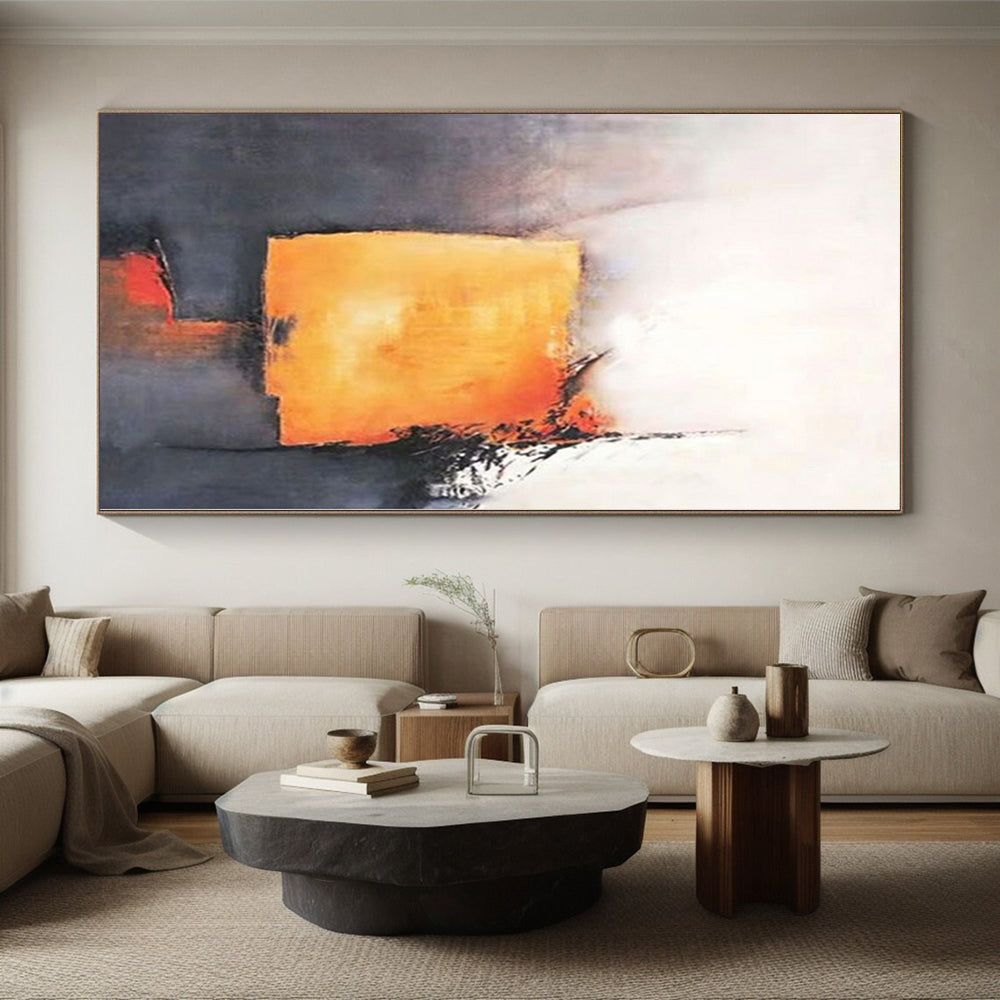 “Orange and Grey Abstract Form”,Abstract Minimalist Acrylic Art CT0591
