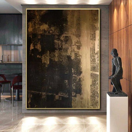 “Dark Textured Abstract Forms”,Abstract Textural Mixed - Media Art CT0529