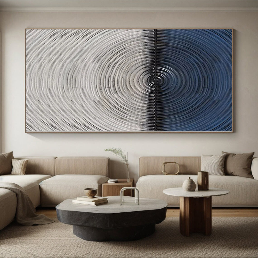 “Black - White Concentric Circles” - Abstract Geometric Painting CT0424