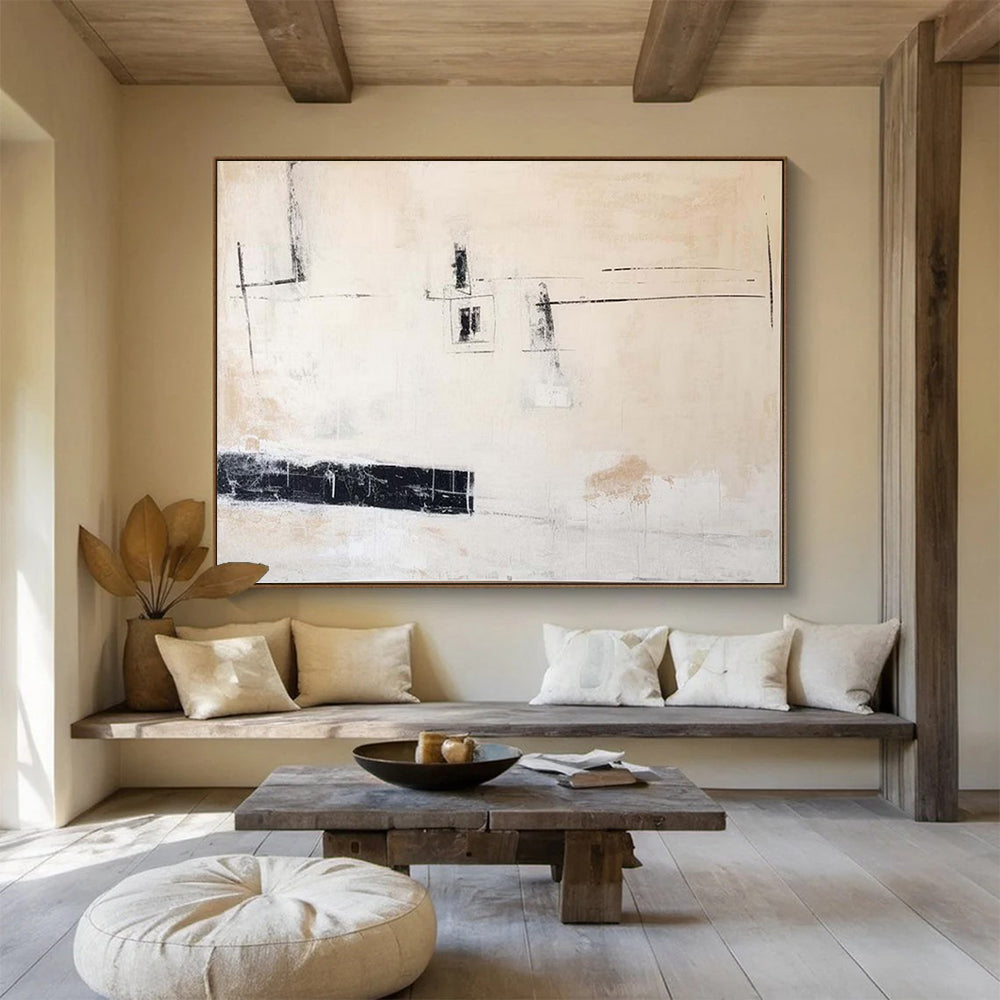 “Minimalist Echoes” - Soft beiges, blacks, whites; sparse, evocative lines and shapes CT1493