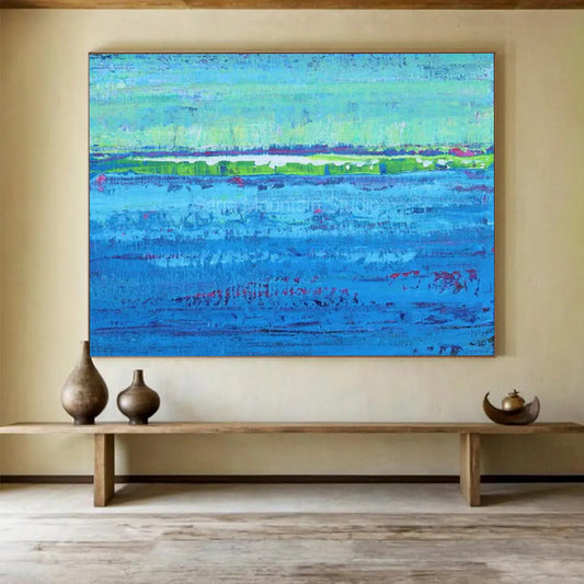 Vibrant Blue Waters & Colorful Horizon - Impressionistic Seascape CT1793
