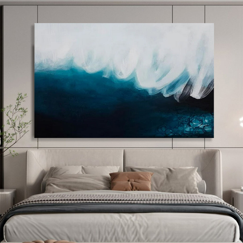 “Ocean’s Embrace” - Blues, whites; sweeping, fluid forms mimicking waves CT1498