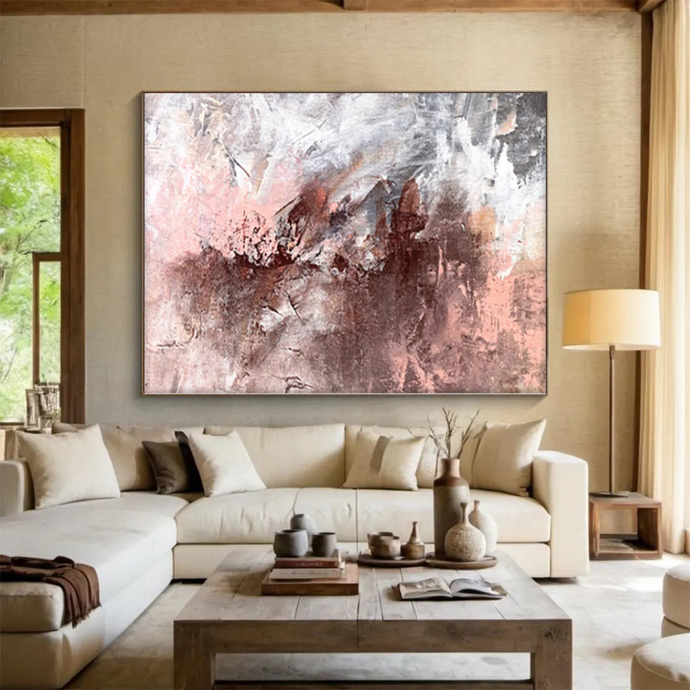 “Pink Brown Fusion” - Abstract Work with Pink, Brown, Gray Textures CT0023