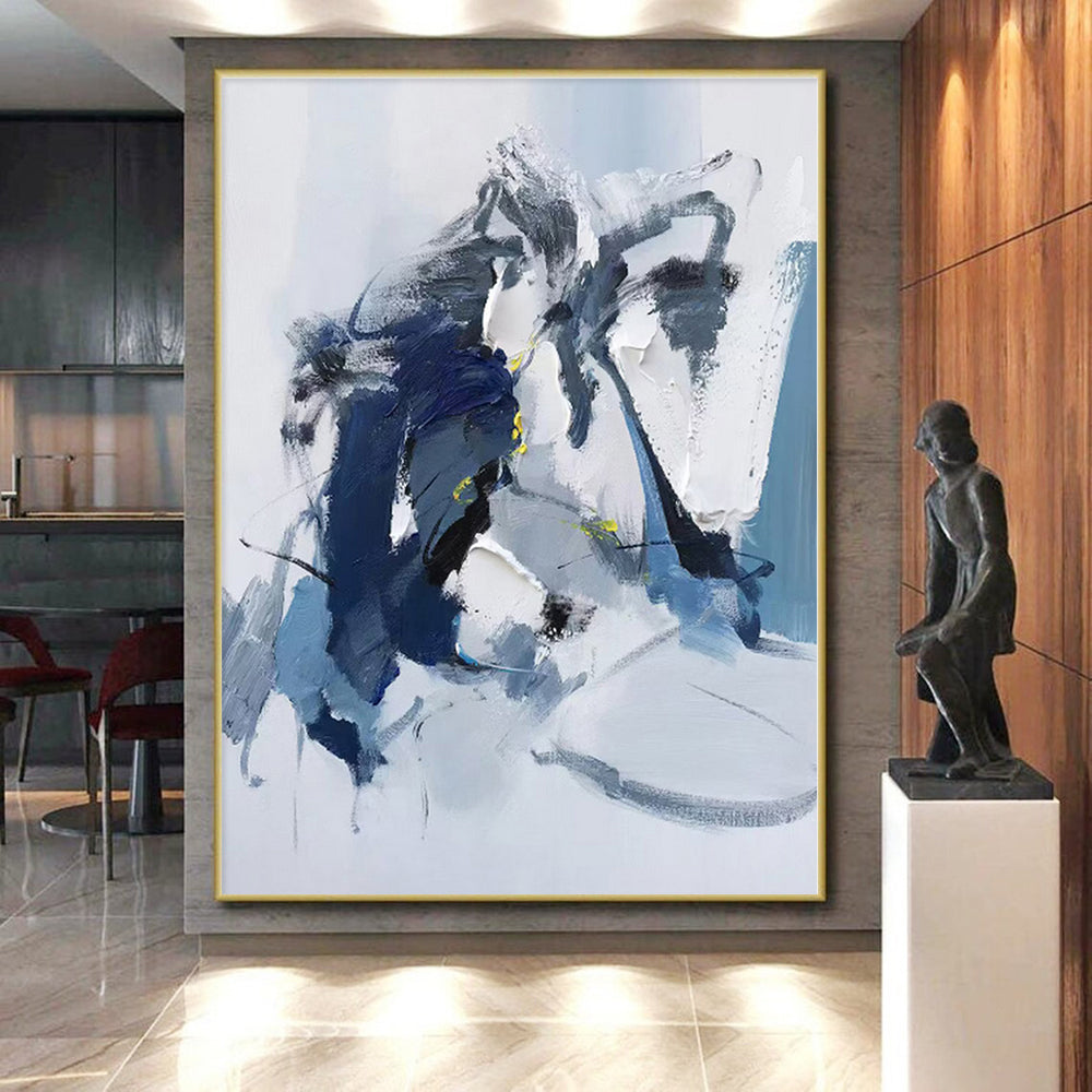 “Blue - White Abstract Figure” - Abstract Figurative Art CT0485