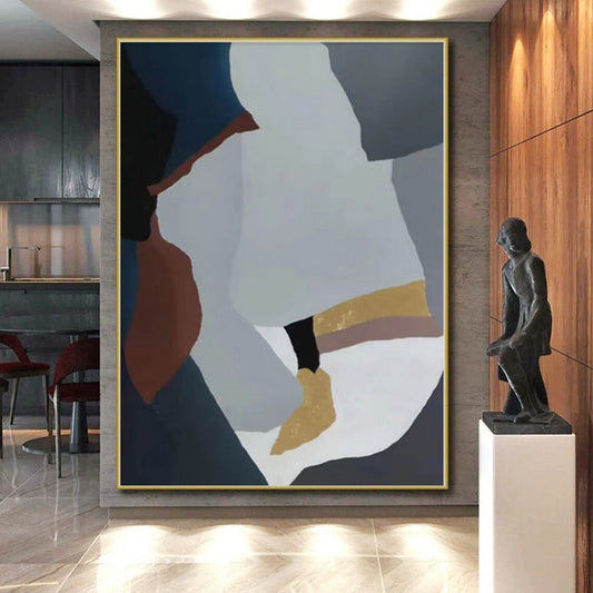 “Minimalist Geometric Forms with Gold”,Modern Abstract Painting CT0373