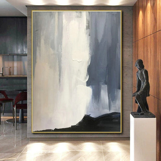 “Grey - White - Black Subtle Strokes”,Abstract Minimalist Art CT0614