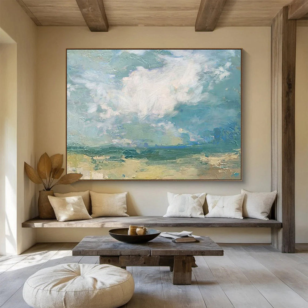 Abstract landscape with a fluffy cloud and a textured horizon CT1674