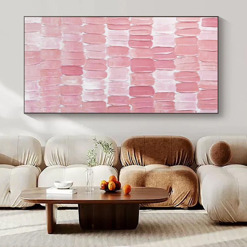 “Pink Textured Tiles” Impasto Acrylic Art CT0178
