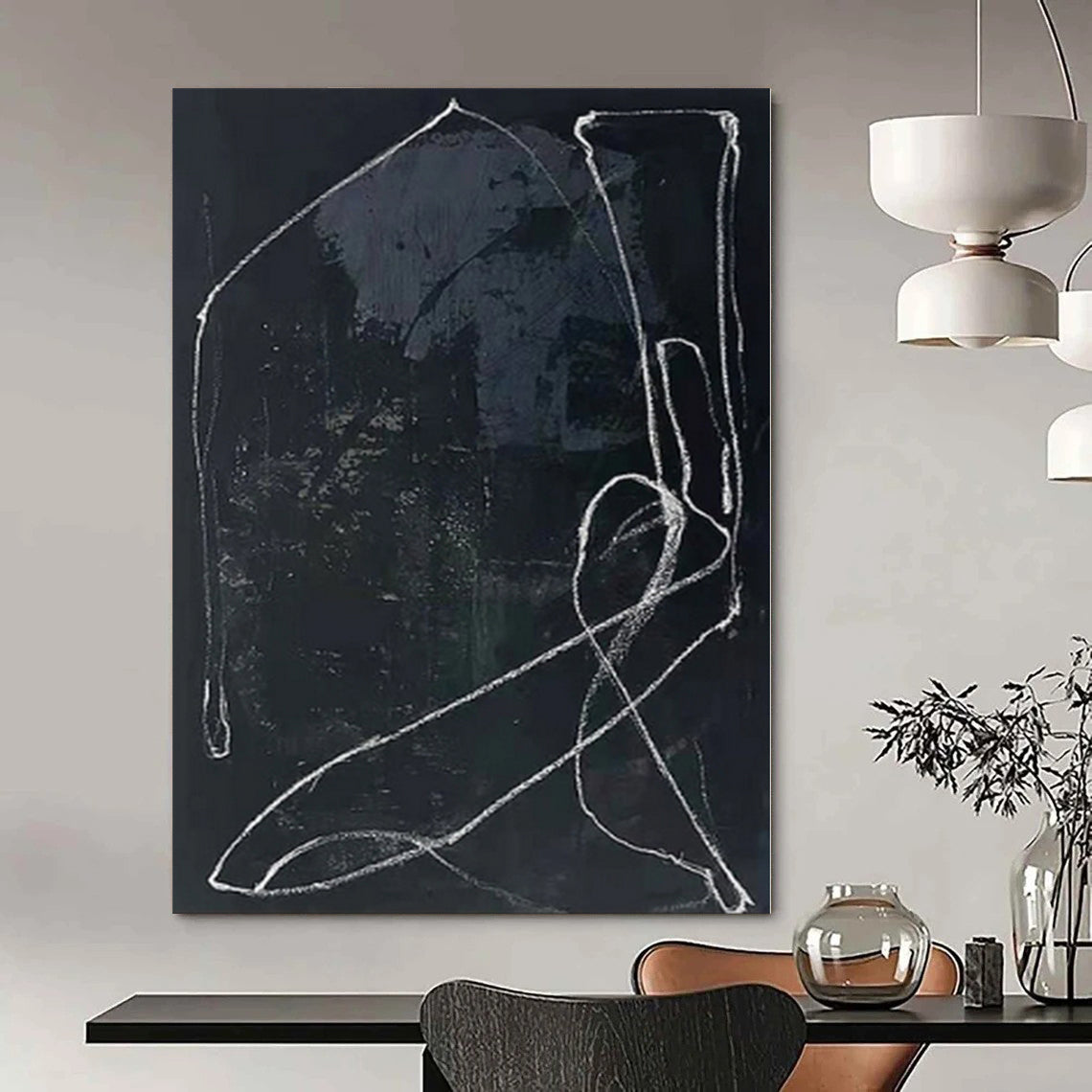 “Black - White Textured Line” Charcoal Drawing CT0161
