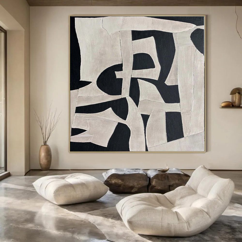 “Black - White Abstract Forms” Abstract Acrylic Painting CT0132