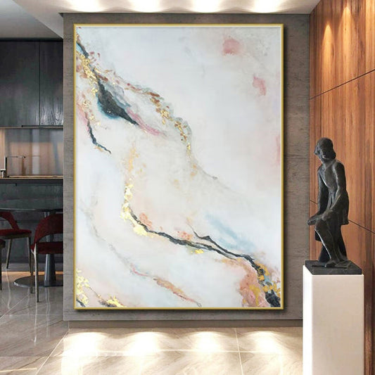 “Pink - Gold - Blue Marbled Abstraction” - Abstract Luxury Art CT0433