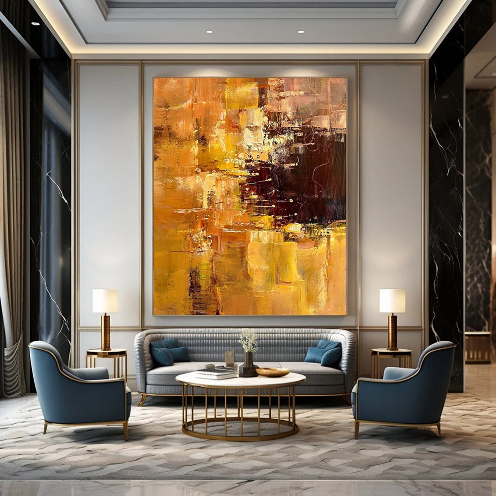 “Gold - Brown Abstract Layers” Impressionistic Acrylic Art CT0212