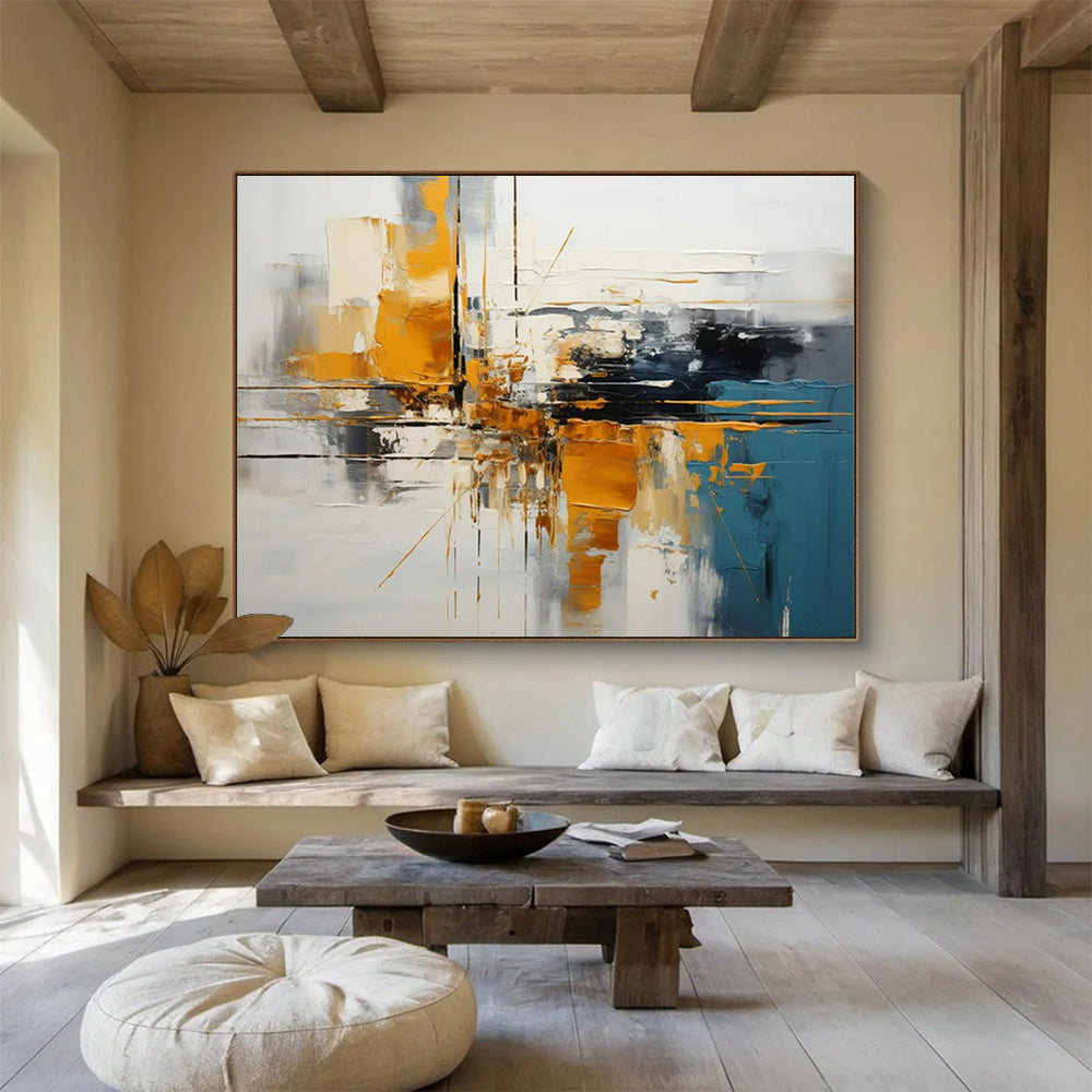 “Urban Geometry in Color” – Abstract Cityscape Acrylic Painting CT1753