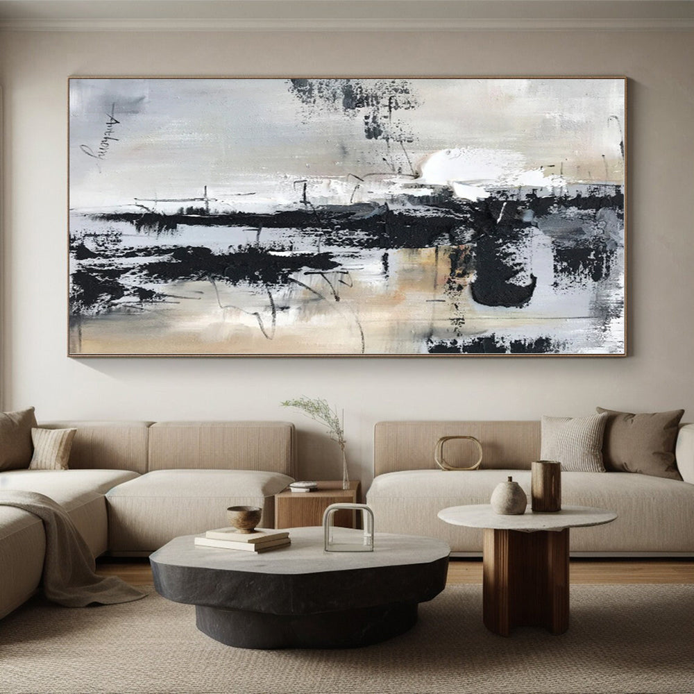 “Gray - Black - White Textured Abstraction” - Abstract Expressionist Art CT0501