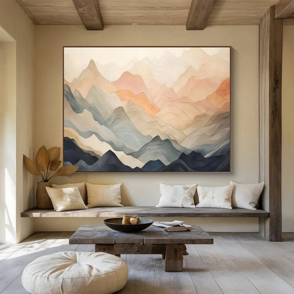 “Pastel Mountain Layers” – Soft pinks, blues, grays forming geometric mountain silhouettes CT1696