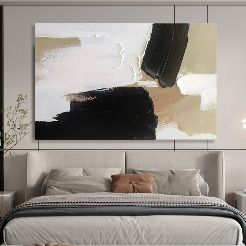 “Neutral Contrast” - Black, white, beige; thick black and beige blocks on white CT1569