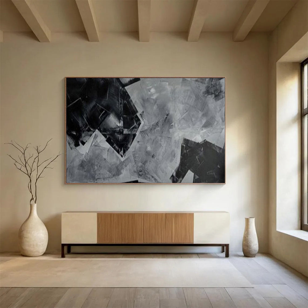 “Geometric Shadow Play” – Abstract Acrylic Painting CT1732
