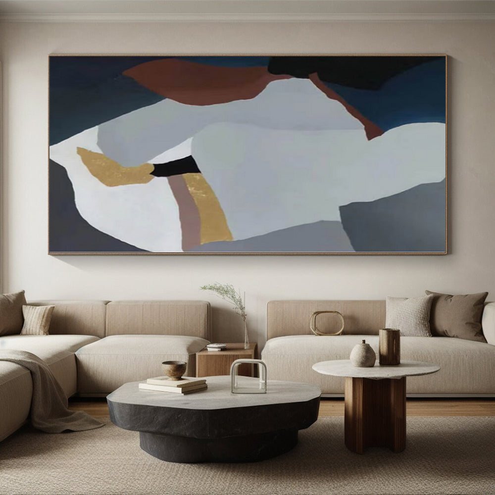 “Minimalist Geometric Forms with Gold”,Modern Abstract Painting CT0373