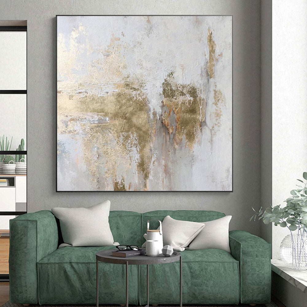 “White - Gold Textured Patina” Abstract Acrylic Art CT0256