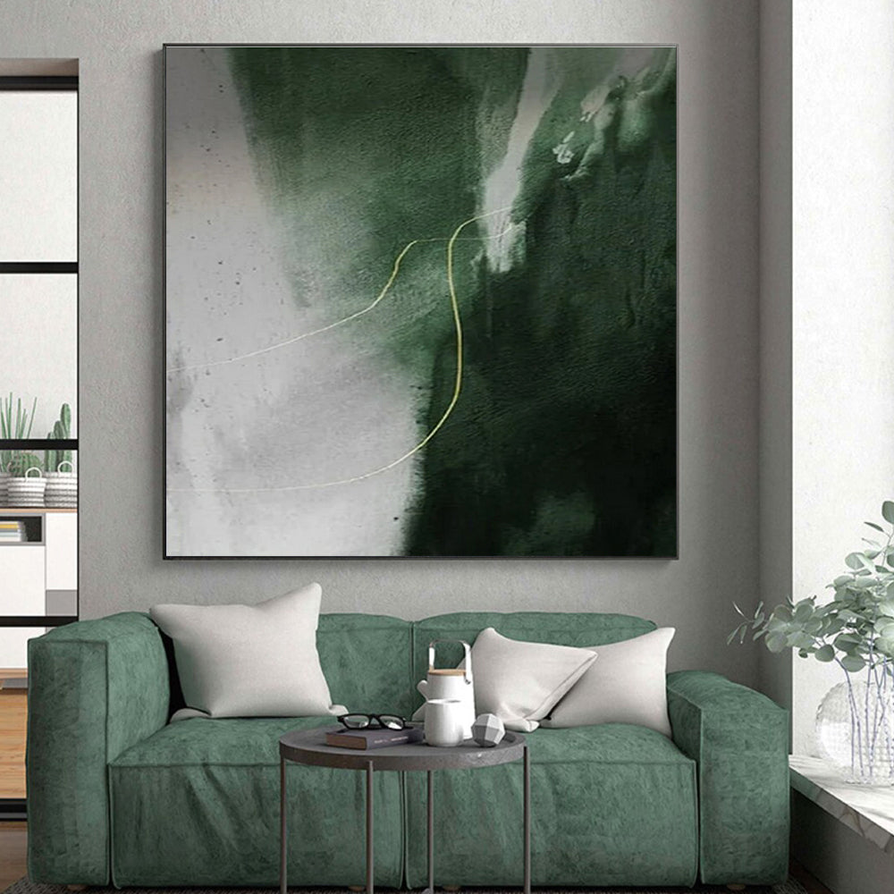 “Green - Grey Yellow Line”,Minimalist Abstract Art CT0649