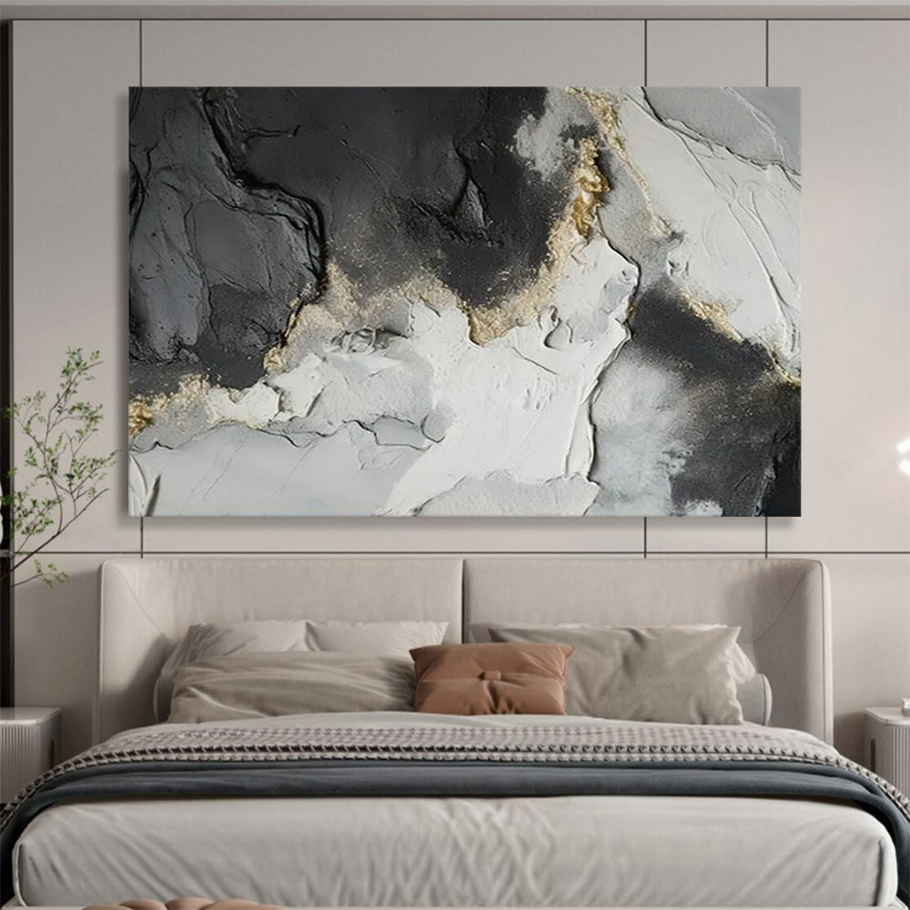 “Black & Gold Rockscape” - Black, gray, gold; textured, rocky surface with gold accents CT1580