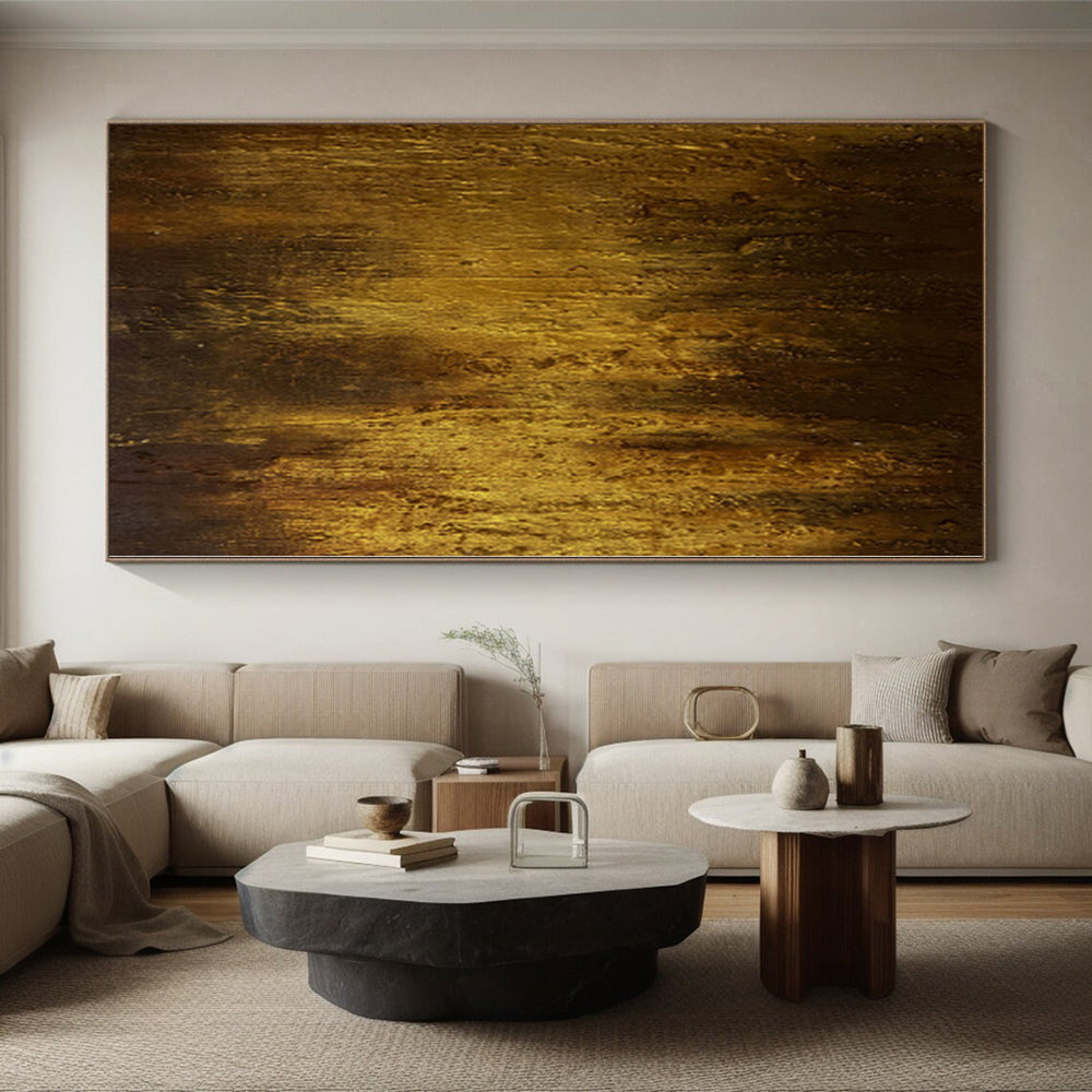 “Golden Rustic Abstraction” - Abstract Painting with Brown, Gold Textures CT0032