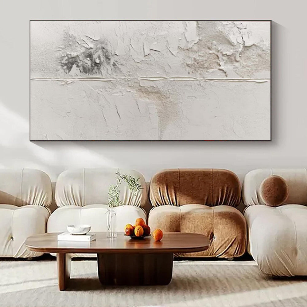 “White with Textured Patinas” Plaster - Effect Acrylic Art CT0149