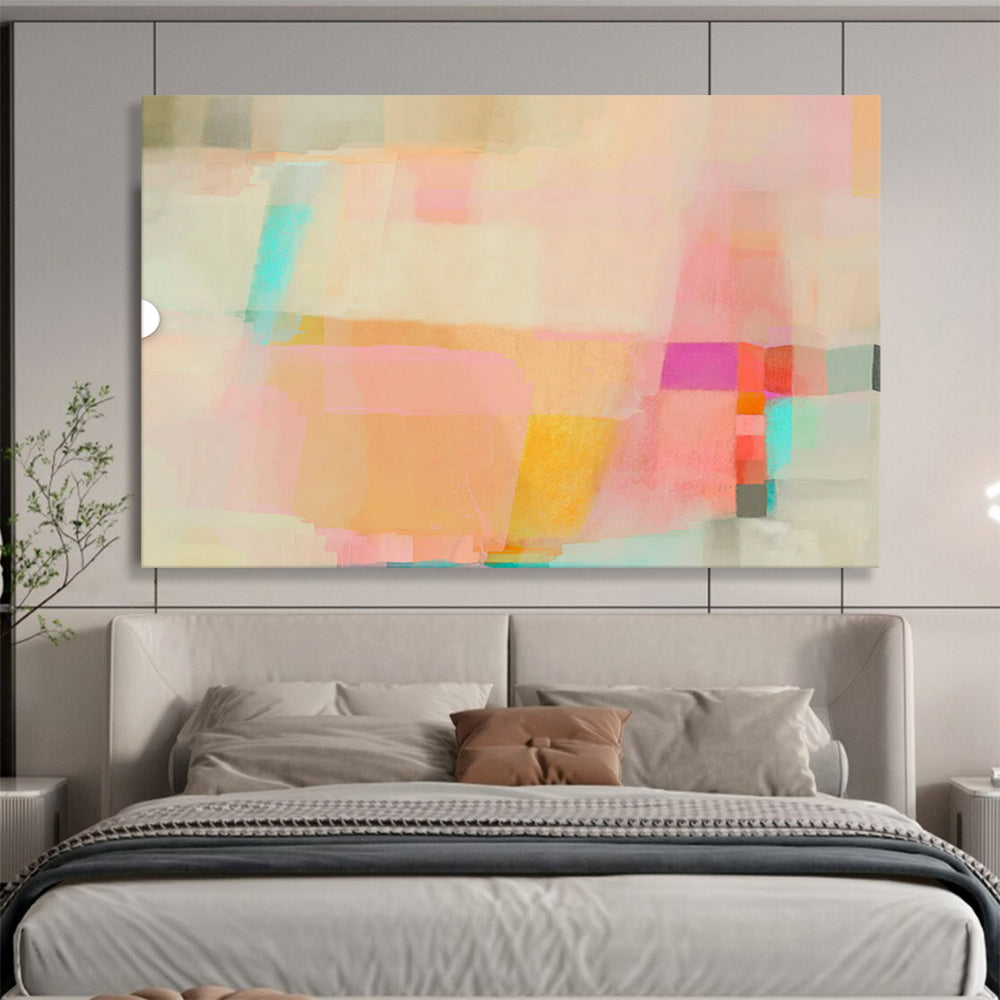 “Pastel Patchwork” - Soft pinks, oranges, blues; blended, airy geometric shapes CT1499