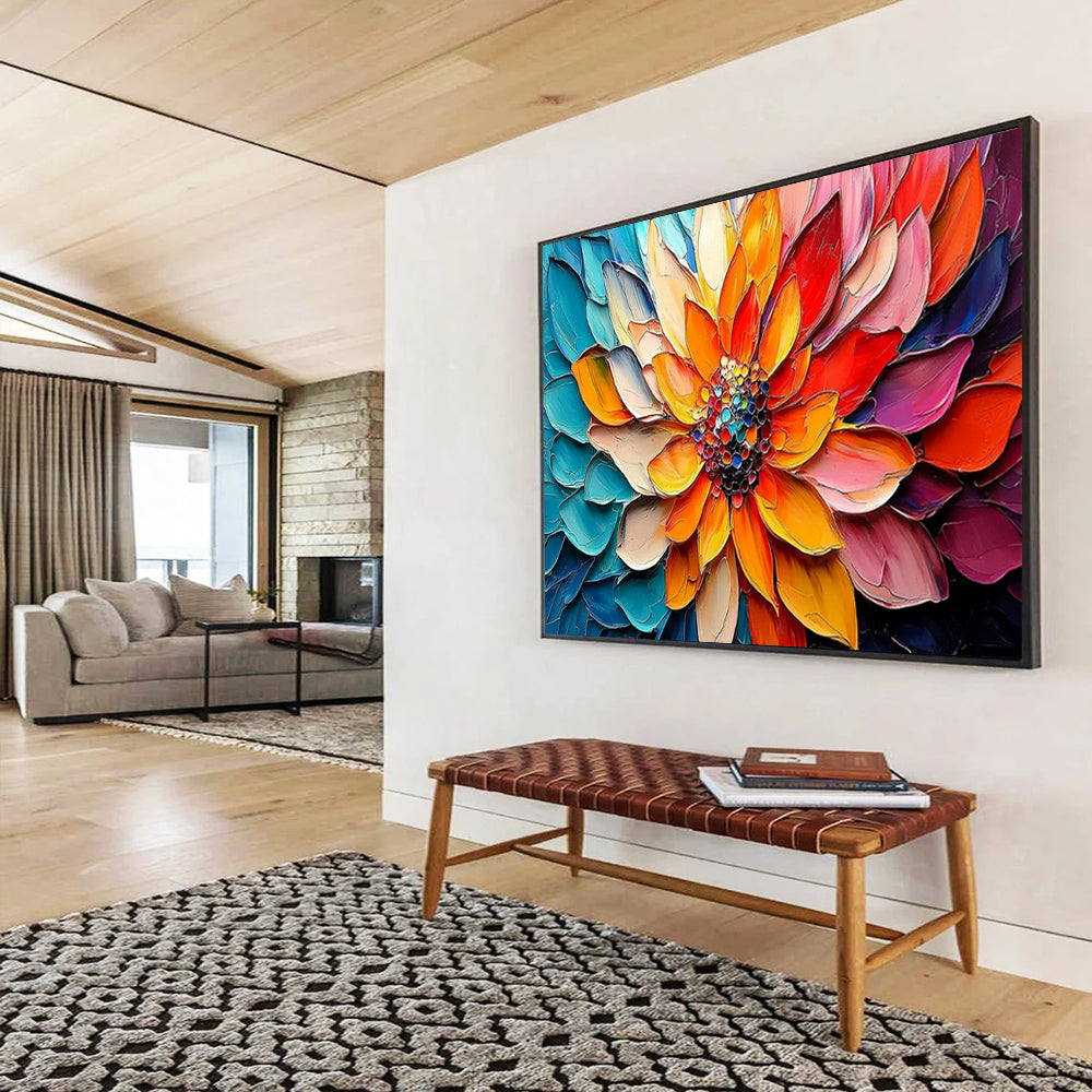 “Colorful Petals Flower” – Impasto Floral Oil Painting CT1766