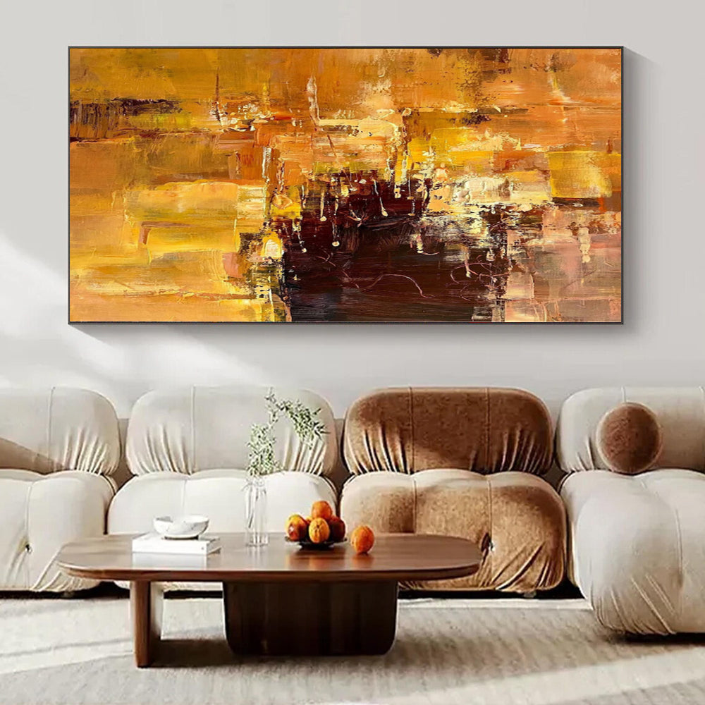 “Gold - Brown Abstract Layers” Impressionistic Acrylic Art CT0212