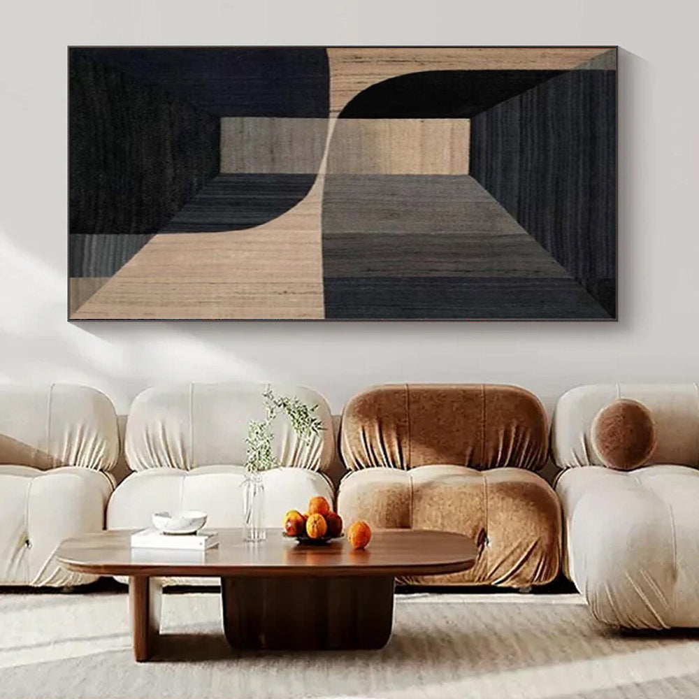 “Brown and Black Geometric Depths” Architectural Acrylic Art CT0151