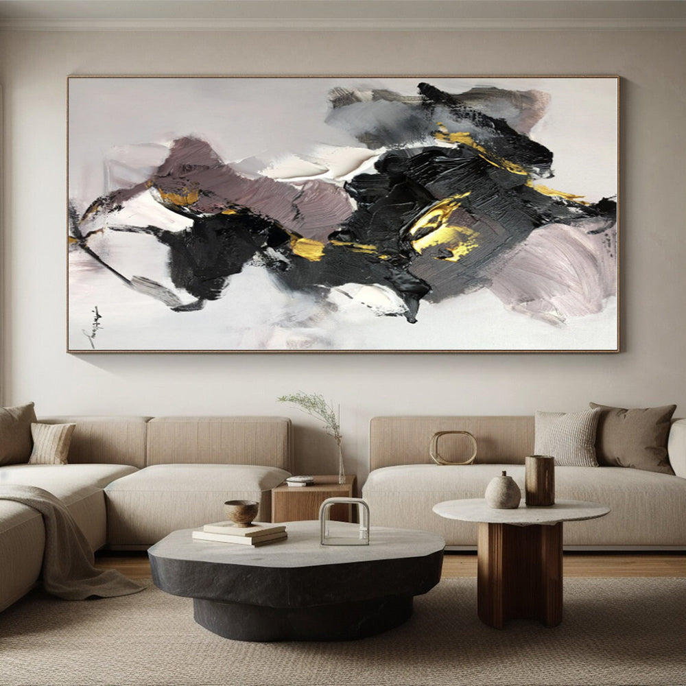 “Black - Gold - Purple Abstract” - Abstract Expressionist Art CT0511