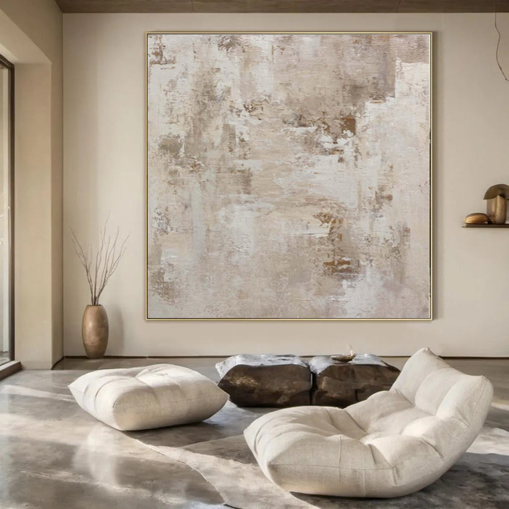 “Beige and Brown Textured Abstract” Layered Acrylic Art CT0152