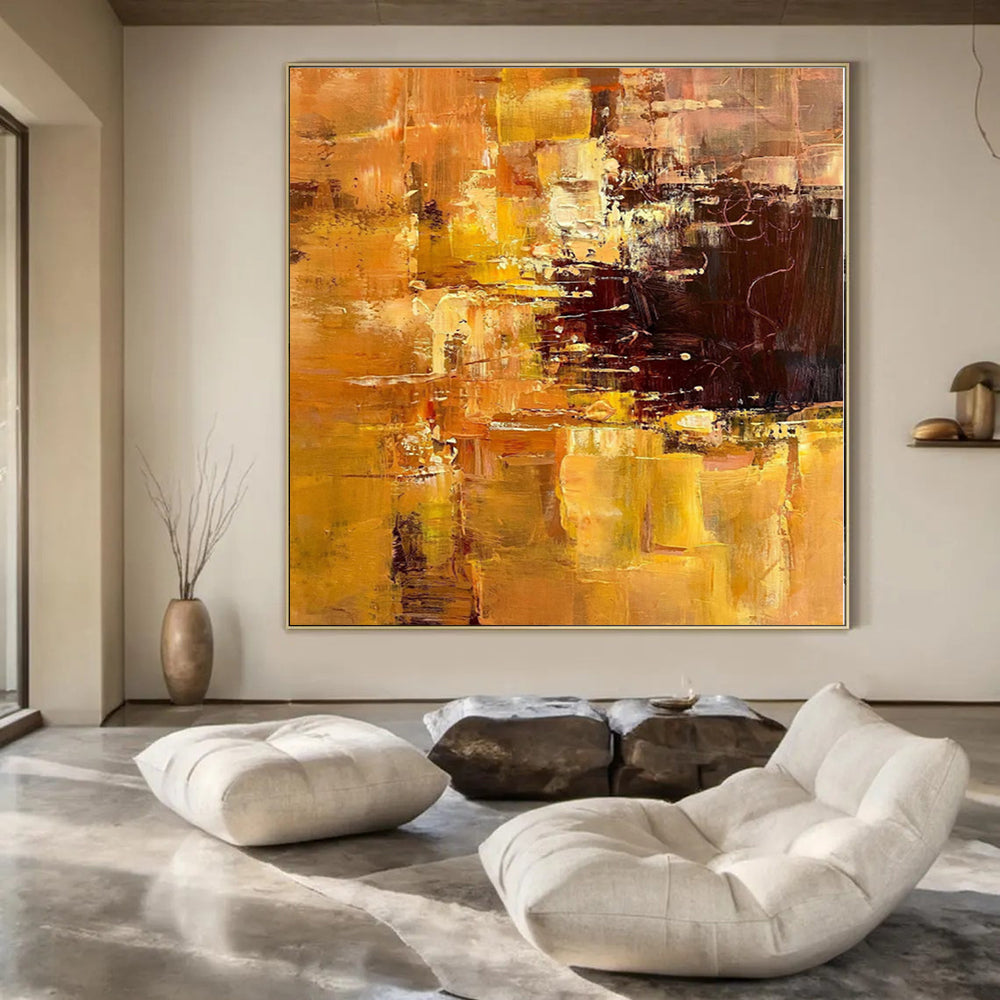 “Gold - Brown Abstract Layers” Impressionistic Acrylic Art CT0212