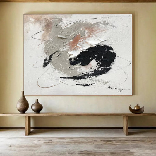 “Gray - Black - White Swirl” - Gray, black, white; swirling brush strokes and textures CT1564