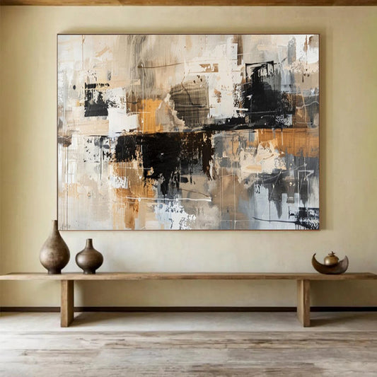 “Neutral - Toned Abstract Chaos” – Abstract Acrylic Painting CT1717