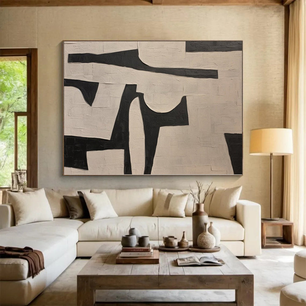 “Black & White Geometry” - Abstract Art with Bold Black, White Shapes CT0098