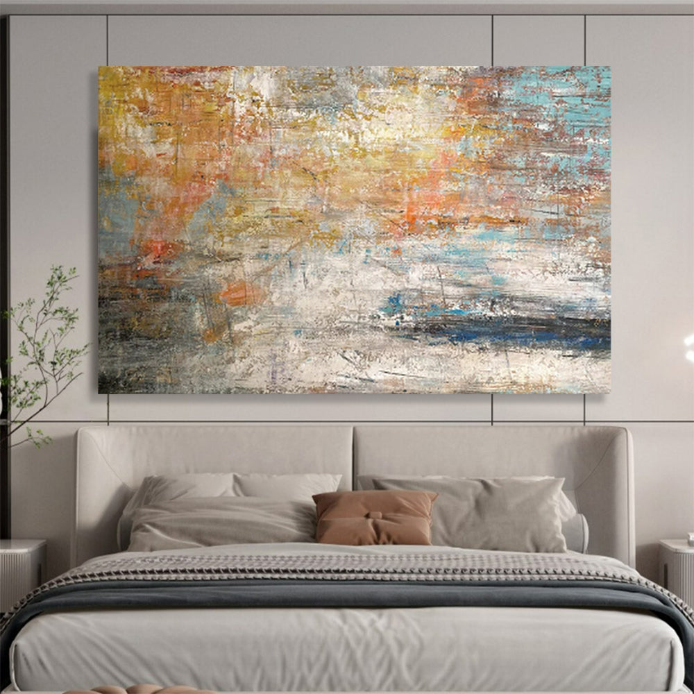 “Colorful Abstract Horizon” - Gold, orange, blue, gray; blended, vibrant horizon CT1584