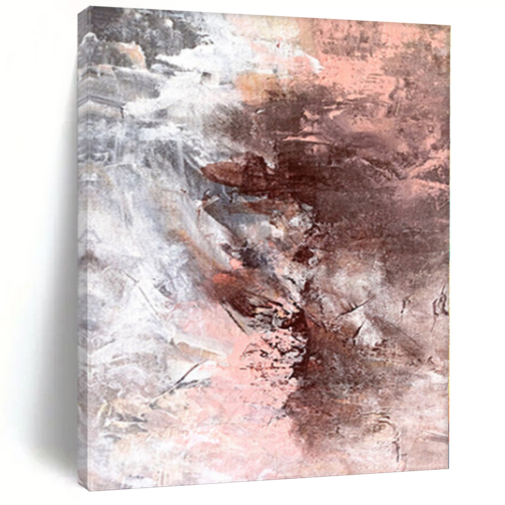 “Muted Melody” - Abstract Work with Pink, Gray, White, Brown CT0043