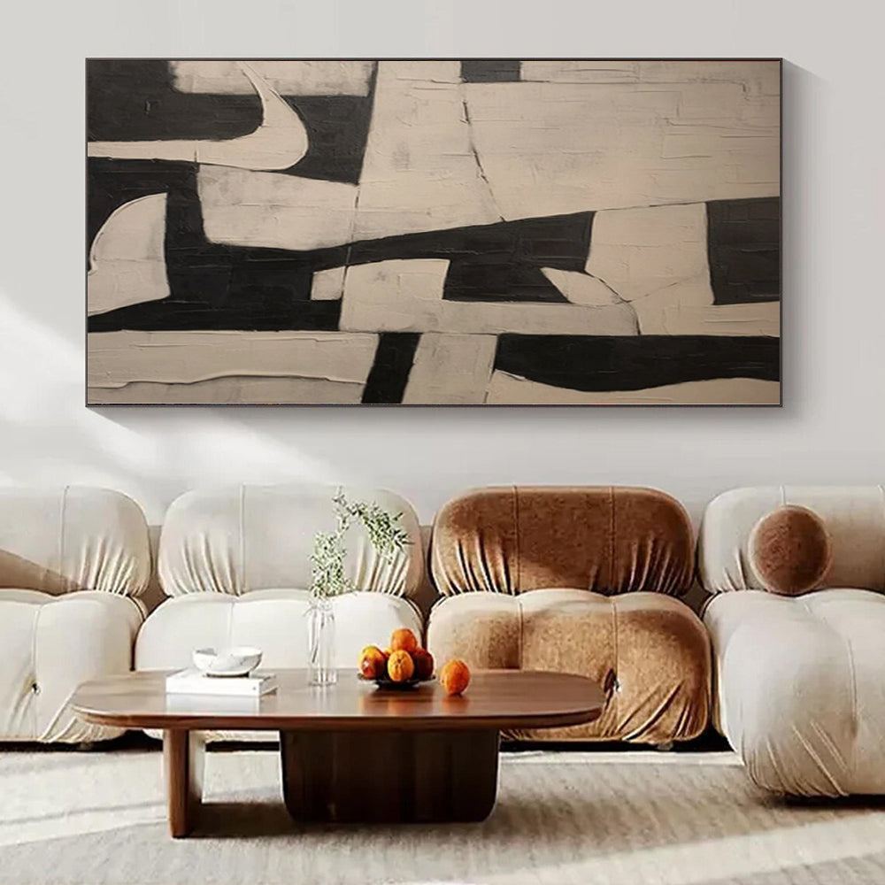 “Black - White Geometric Dynamism” Abstract Acrylic Painting CT0125