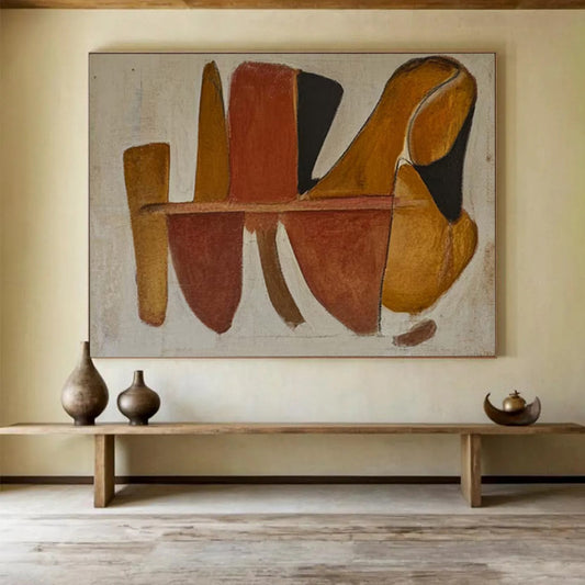“Terracotta Forms” - Warm browns, oranges, blacks; abstract, overlapping shapes CT1492