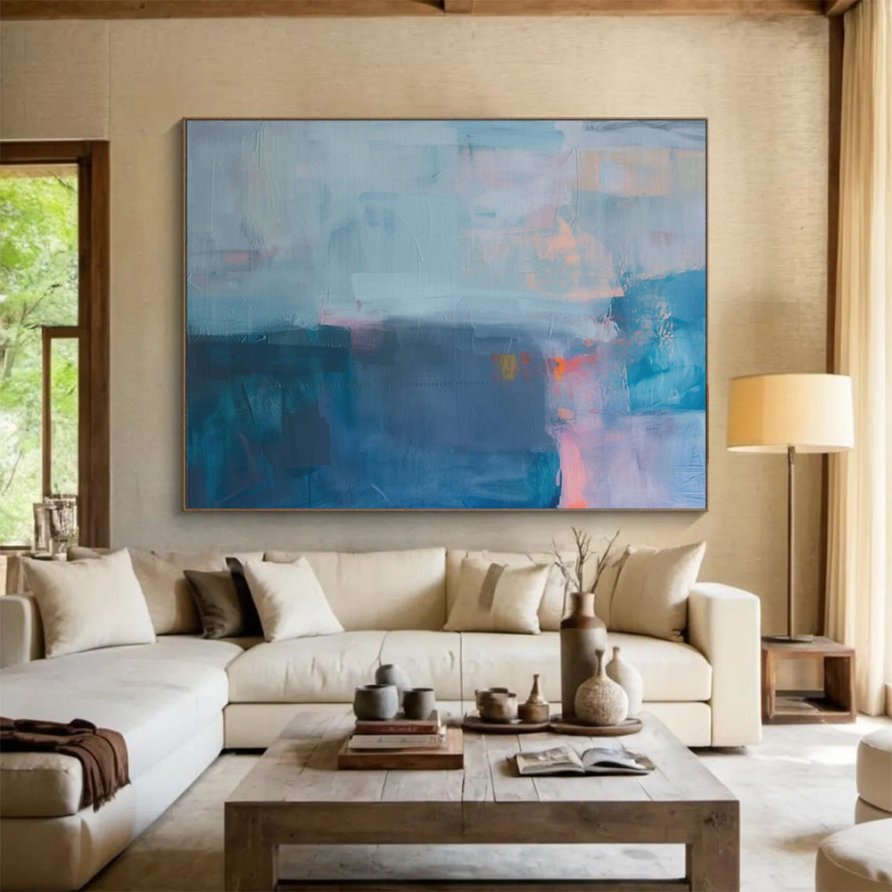 “Misty Blue Abstraction” – Soft blues, grays with blurred, flowing shapes CT1685