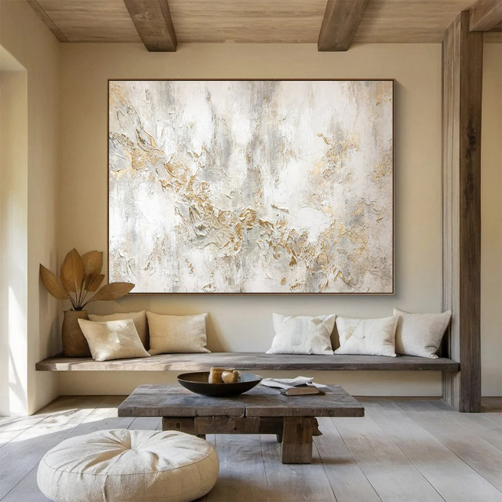 “Light and Gold Abstract” – Textured Abstract Acrylic Painting CT1772