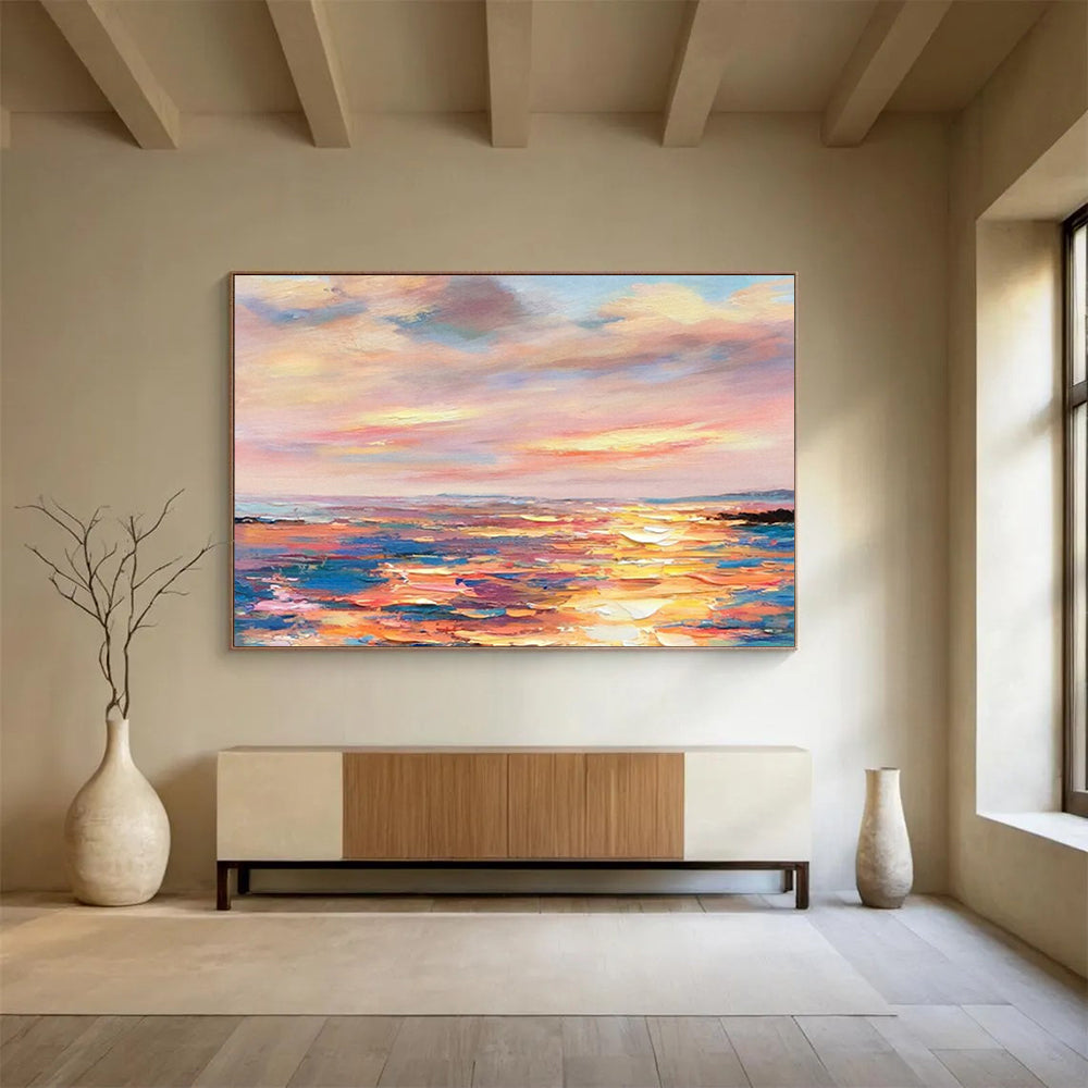 “Sunset Sea Symphony” – Impressionistic Seaside Oil Painting CT1736