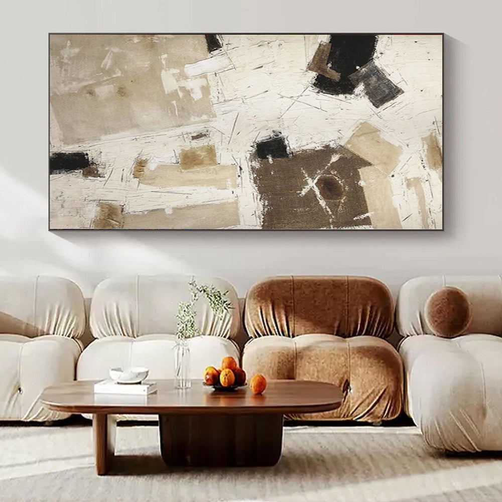 “Beige - Black Abstract Collage” Abstract Mixed - Media Creation CT0128