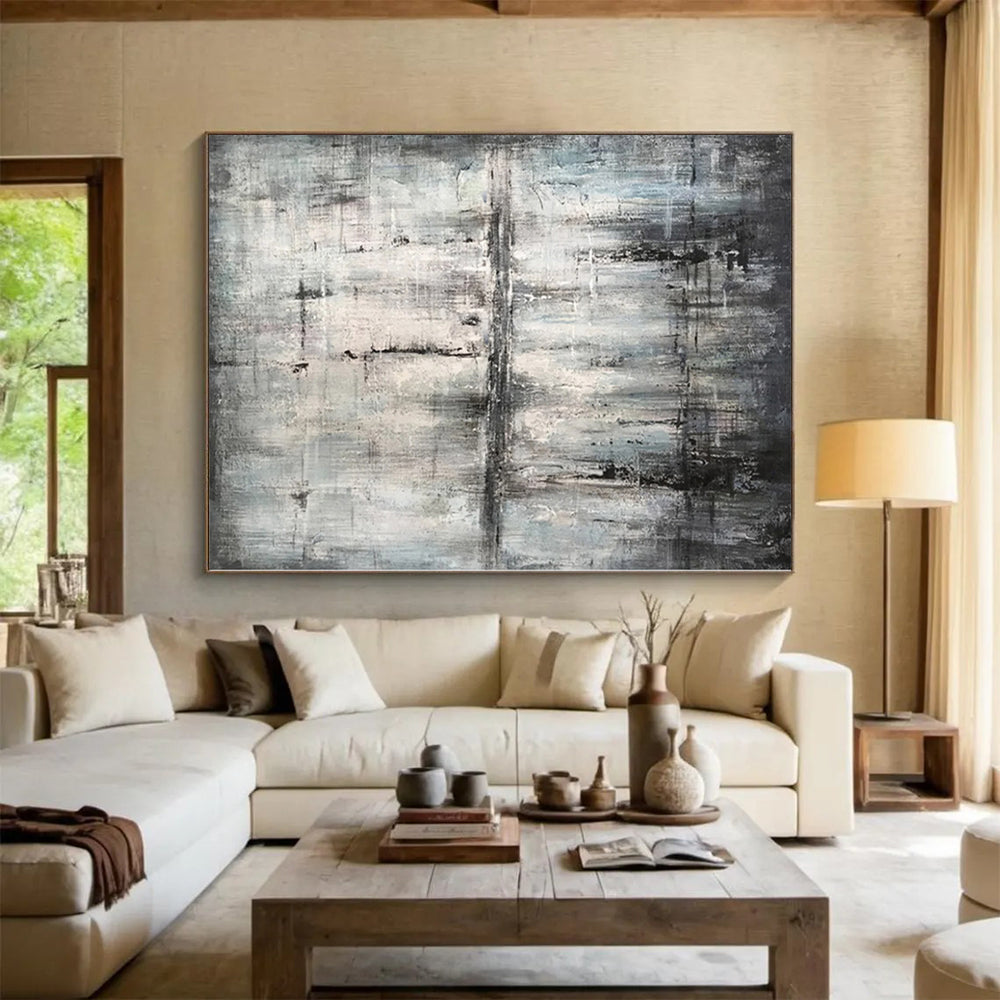 “Moody Gray Abstract Layers” Abstract Acrylic Art CT0296