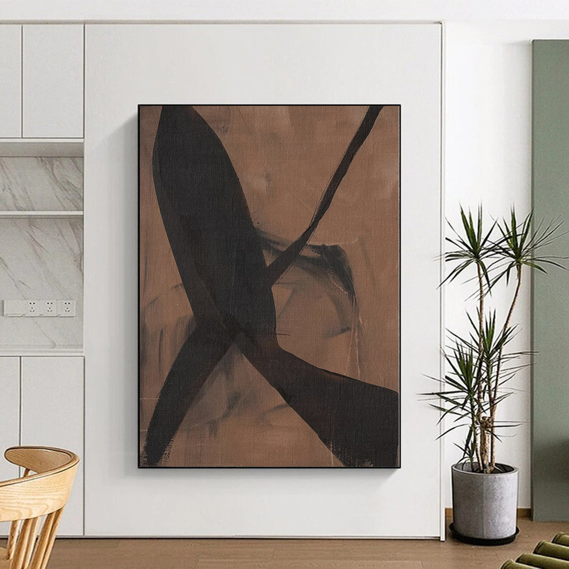 “Brown - Black Intertwined Forms” Abstract Acrylic Art CT0267