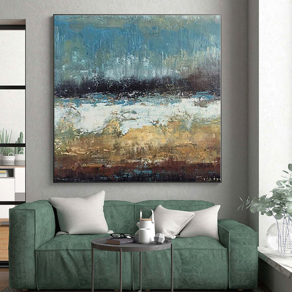 “Blue - Brown Abstract Landscape” - Abstract Impressionistic Art CT0420