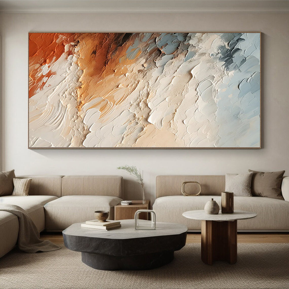 “Earth Tone Textures” - Abstract Painting with Gray, Beige, Orange, Brown CT0080