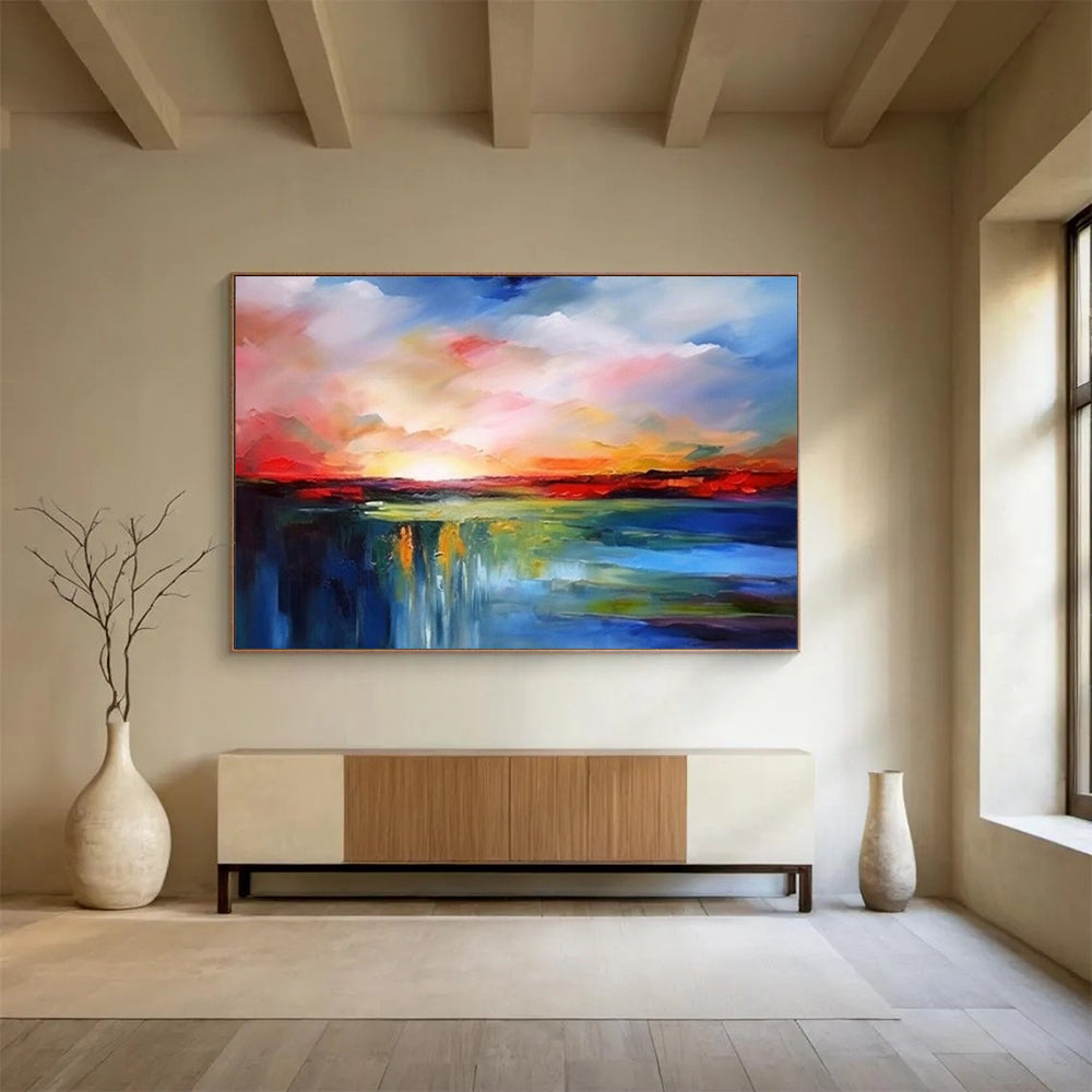 “Colorful Horizon” - Bright pinks, oranges, blues; dramatic sunset over water CT1513